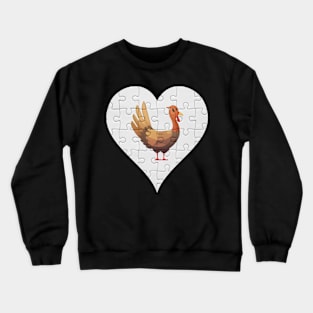Jigsaw  Turkey Heart Design - Farm Animals Turkey Crewneck Sweatshirt